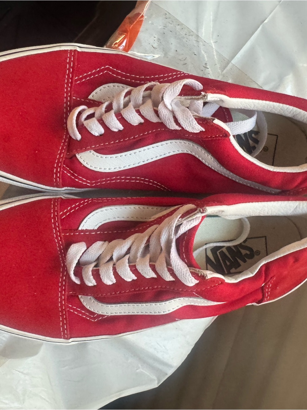 Vans Women's Low-Top Sneakers in Red and White